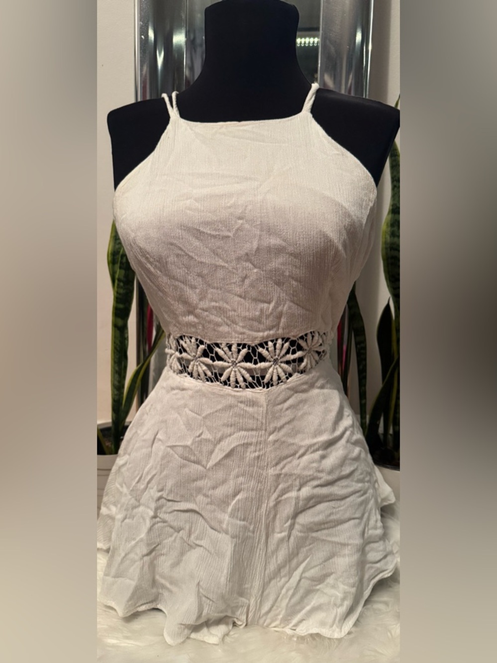 One piece shorts!  White Crochet-Waist